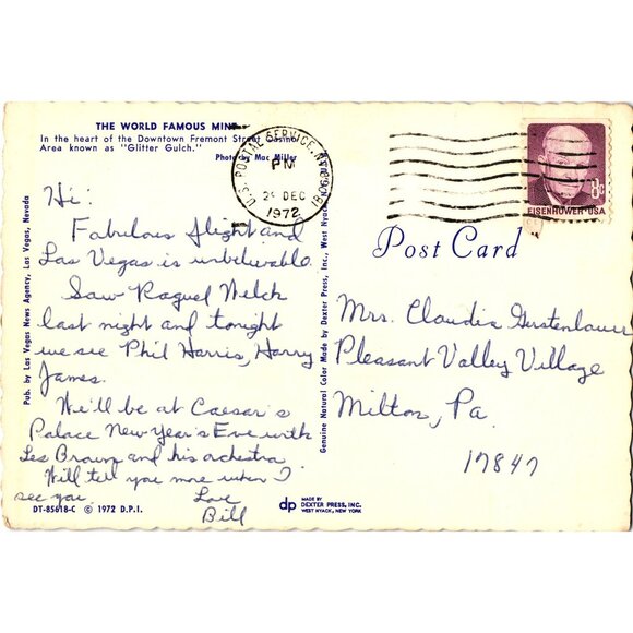 Las Vegas Postcard 1972 The Mint Fremont Street Casino Iconic Strip Scenery Vint - Picture 2 of 2